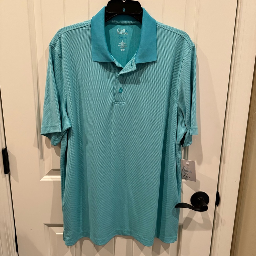 Croft & Barrow Quick Dry Teal Polo Shirt Size L